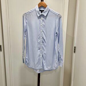 Banana Republic - "Parker" Tunic Fit Striped Button Front Shirt Size XS - Blue